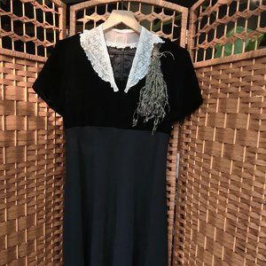 Donna Ricco NY- VTG Goth Velvet + Chiffon Dress